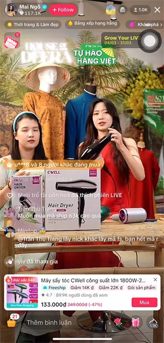 Đan Chi livestream sản phẩm CWELL
